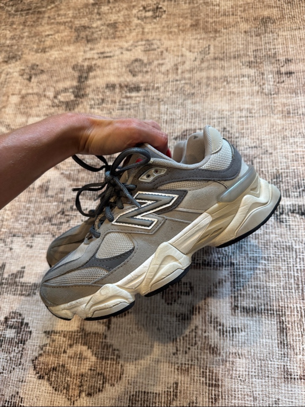 New Balance Gray Mesh and Suede Athletic Sneakers 9060 - Picture 3 of 4
